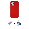 MARSİLYAN™- iPhone 12 Pro Max Kılıf Çekirdek Çizgi - Siyah 3D Antistatik Cam Ekran Koruyucu + Shine Kamera Lens Koruma Cam - SABE