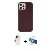 MARSİLYAN™- iPhone 12 Pro Max Kılıf Çekirdek Çizgi - Siyah 3D Antistatik Cam Ekran Koruyucu + Shine Kamera Lens - GD