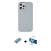 MARSİLYAN™- iPhone 12 Pro Max Kılıf Çekirdek Çizgi - Siyah 3D Antistatik Cam Ekran Koruyucu + Shine Kamera Lens Koruma Cam - GS