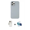 MARSİLYAN™- iPhone 12 Pro Max Kılıf Çekirdek Çizgi - Siyah 3D Antistatik Cam Ekran Koruyucu + Shine Kamera Lens - GD