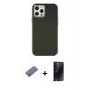MARSİLYAN™- iPhone 12 Pro Max Kılıf Çekirdek Çizgi - Siyah 3D Antistatik Hayalet Cam Ekran Koruyucu + Metal Kamera Lens Koruma Cam - GD
