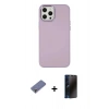 MARSİLYAN™- iPhone 12 Pro Max Kılıf Çekirdek Çizgi - Siyah 3D Antistatik Hayalet Cam Ekran Koruyucu + Metal Kamera Lens Koruma Cam - GD