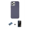 MARSİLYAN™- iPhone 12 Pro Max Kılıf Çekirdek Çizgi - Siyah 3D Antistatik Hayalet Cam Ekran Koruyucu + Shine Kamera Lens Koruma Cam - GD
