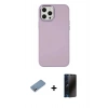 MARSİLYAN™- iPhone 12 Pro Max Kılıf Çekirdek Çizgi - Siyah 3D Antistatik Hayalet Cam Ekran Koruyucu + Shine Kamera Lens Koruma Cam - GS