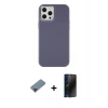 MARSİLYAN™- iPhone 12 Pro Max Kılıf Çekirdek Çizgi - Siyah 3D Antistatik Hayalet Cam Ekran Koruyucu + Metal Kamera Lens Koruma Cam - KI