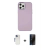 MARSİLYAN™- iPhone 12 Pro Max Kılıf Çekirdek Çizgi - Siyah 3D Antistatik Hayalet Cam Ekran Koruyucu + Shine Kamera Lens - LT