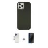 MARSİLYAN™- iPhone 12 Pro Max Kılıf Çekirdek Çizgi - Siyah 3D Antistatik Hayalet Cam Ekran Koruyucu + Shine Kamera Lens - LT