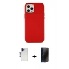 MARSİLYAN™- iPhone 12 Pro Max Kılıf Çekirdek Çizgi - Siyah 3D Antistatik Hayalet Cam Ekran Koruyucu + Shine Kamera Lens - LT