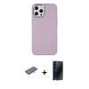 MARSİLYAN™- iPhone 12 Pro Max Kılıf Çekirdek Çizgi - Siyah 3D Antistatik Hayalet Cam Ekran Koruyucu + Renkli Kamera Lens Koruma Cam - MI