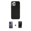 MARSİLYAN™- iPhone 12 Pro Max Kılıf Çekirdek Çizgi - Siyah 3D Antistatik Hayalet Cam Ekran Koruyucu + Neon Fosforlu Kamera Lens - MI
