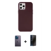 MARSİLYAN™- iPhone 12 Pro Max Kılıf Çekirdek Çizgi - Siyah 3D Antistatik Hayalet Cam Ekran Koruyucu + Neon Fosforlu Kamera Lens - MI