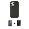 MARSİLYAN™- iPhone 12 Pro Max Kılıf Çekirdek Çizgi - Siyah 3D Antistatik Hayalet Cam Ekran Koruyucu + Neon Fosforlu Kamera Lens - MI