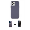 MARSİLYAN™- iPhone 12 Pro Max Kılıf Çekirdek Çizgi - Siyah 3D Antistatik Hayalet Cam Ekran Koruyucu + Neon Fosforlu Kamera Lens - MI