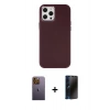 MARSİLYAN™- iPhone 12 Pro Max Kılıf Çekirdek Çizgi - Siyah 3D Antistatik Hayalet Cam Ekran Koruyucu + Neon Fosforlu Kamera Lens - SI