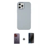 MARSİLYAN™- iPhone 12 Pro Max Kılıf Çekirdek Çizgi - Siyah 3D Antistatik Hayalet Cam Ekran Koruyucu + Neon Fosforlu Kamera Lens - TU