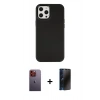 MARSİLYAN™- iPhone 12 Pro Max Kılıf Çekirdek Çizgi - Siyah 3D Antistatik Hayalet Cam Ekran Koruyucu + Neon Fosforlu Kamera Lens - TU