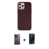 MARSİLYAN™- iPhone 12 Pro Max Kılıf Çekirdek Çizgi - Siyah 3D Antistatik Hayalet Cam Ekran Koruyucu + Neon Fosforlu Kamera Lens - TU