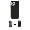 MARSİLYAN™- iPhone 12 Pro Max Kılıf Çekirdek Çizgi - Siyah 3D Antistatik Hayalet Cam Ekran Koruyucu + Neon Fosforlu Kamera Lens - SI