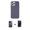 MARSİLYAN™- iPhone 12 Pro Max Kılıf Çekirdek Çizgi - Siyah 3D Antistatik Hayalet Cam Ekran Koruyucu + Neon Fosforlu Kamera Lens - TU
