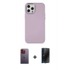 MARSİLYAN™- iPhone 12 Pro Max Kılıf Çekirdek Çizgi - Siyah 3D Antistatik Hayalet Cam Ekran Koruyucu + Neon Fosforlu Kamera Lens - TU