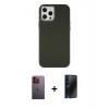 MARSİLYAN™- iPhone 12 Pro Max Kılıf Çekirdek Çizgi - Siyah 3D Antistatik Hayalet Cam Ekran Koruyucu + Neon Fosforlu Kamera Lens - TU