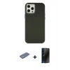 MARSİLYAN™- iPhone 12 Pro Max Kılıf Çekirdek Çizgi - Siyah 3D Antistatik Hayalet Cam Ekran Koruyucu + Renkli Kamera Lens Koruma Cam - YL