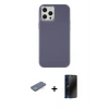 MARSİLYAN™- iPhone 12 Pro Max Kılıf Çekirdek Çizgi - Siyah 3D Antistatik Hayalet Cam Ekran Koruyucu + Renkli Kamera Lens Koruma Cam - YL