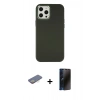 MARSİLYAN™- iPhone 12 Pro Max Kılıf Çekirdek Çizgi - Siyah 3D Antistatik Hayalet Cam Ekran Koruyucu + Renkli Kamera Lens Koruma Cam - SI
