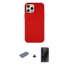 MARSİLYAN™- iPhone 12 Pro Max Kılıf Çekirdek Çizgi - Siyah 3D Antistatik Hayalet Cam Ekran Koruyucu + Renkli Kamera Lens Koruma Cam - YL