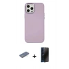 MARSİLYAN™- iPhone 12 Pro Max Kılıf Çekirdek Çizgi - Siyah 3D Antistatik Hayalet Cam Ekran Koruyucu + Renkli Kamera Lens Koruma Cam - YL