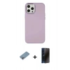 MARSİLYAN™- iPhone 12 Pro Max Kılıf Çekirdek Çizgi - Siyah 3D Antistatik Hayalet Cam Ekran Koruyucu + Shine Kamera Lens Koruma Cam - GI