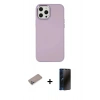 MARSİLYAN™- iPhone 12 Pro Max Kılıf Çekirdek Çizgi - Siyah 3D Antistatik Hayalet Cam Ekran Koruyucu + Shine Kamera Lens Koruma Cam - SABE