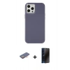 MARSİLYAN™- iPhone 12 Pro Max Kılıf Çekirdek Çizgi - Siyah 3D Antistatik Hayalet Cam Ekran Koruyucu + Turuncu Renkli Kamera Lens Koruma Cam
