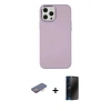 MARSİLYAN™- iPhone 12 Pro Max Kılıf Çekirdek Çizgi - Siyah 3D Antistatik Hayalet Cam Ekran Koruyucu + Turuncu Renkli Kamera Lens Koruma Cam