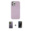 MARSİLYAN™- iPhone 12 Pro Max Kılıf Çekirdek Çizgi - Siyah 3D Antistatik Hayalet Cam Ekran Koruyucu + Neon Fosforlu Kamera Lens - YL