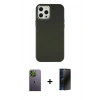 MARSİLYAN™- iPhone 12 Pro Max Kılıf Çekirdek Çizgi - Siyah 3D Antistatik Hayalet Cam Ekran Koruyucu + Neon Fosforlu Kamera Lens - YL
