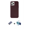 MARSİLYAN™- iPhone 12 Pro Max Kılıf Çekirdek Çizgi - Siyah 3D Antistatik Seramik Nano Ekran Koruyucu + Gold Metal Kamera Lens Koruma Cam