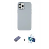 MARSİLYAN™- iPhone 12 Pro Max Kılıf Çekirdek Çizgi - Siyah 3D Antistatik Seramik Nano Ekran Koruyucu + Gold Metal Kamera Lens Koruma Cam