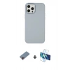 MARSİLYAN™- iPhone 12 Pro Max Kılıf Çekirdek Çizgi - Siyah 3D Antistatik Seramik Nano Ekran Koruyucu + Metal Kamera Lens Koruma Cam - KI