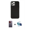 MARSİLYAN™- iPhone 12 Pro Max Kılıf Çekirdek Çizgi - Siyah 3D Antistatik Seramik Nano Ekran Koruyucu + Neon Fosforlu Kamera Lens - TU