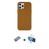 MARSİLYAN™- iPhone 12 Pro Max Kılıf Çekirdek Çizgi - Siyah 3D Antistatik Seramik Nano Ekran Koruyucu + Shine Kamera Lens Koruma Cam - PE