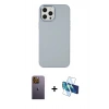 MARSİLYAN™- iPhone 12 Pro Max Kılıf Çekirdek Çizgi - Siyah 3D Antistatik Seramik Nano Ekran Koruyucu + Neon Fosforlu Kamera Lens - SI