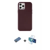 MARSİLYAN™- iPhone 12 Pro Max Kılıf Çekirdek Çizgi - Siyah 3D Antistatik Seramik Nano Ekran Koruyucu + Shine Kamera Lens Koruma Cam - GD