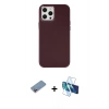 MARSİLYAN™- iPhone 12 Pro Max Kılıf Çekirdek Çizgi - Siyah 3D Antistatik Seramik Nano Ekran Koruyucu + Shine Kamera Lens Koruma Cam - PE