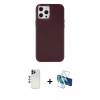 MARSİLYAN™- iPhone 12 Pro Max Kılıf Çekirdek Çizgi - Siyah 3D Antistatik Seramik Nano Ekran Koruyucu + Shine Kamera Lens - LT