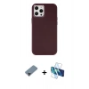 MARSİLYAN™- iPhone 12 Pro Max Kılıf Çekirdek Çizgi - Siyah 3D Antistatik Seramik Nano Ekran Koruyucu + Siyah Metal Kamera Lens Koruma Cam