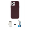 MARSİLYAN™- iPhone 12 Pro Max Kılıf Çekirdek Çizgi - Siyah 5D Eko Cam Ekran Koruyucu + Shine Kamera Lens - GD