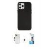 MARSİLYAN™- iPhone 12 Pro Max Kılıf Çekirdek Çizgi - Siyah 5D Eko Cam Ekran Koruyucu + Shine Kamera Lens - GD