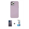 MARSİLYAN™- iPhone 12 Pro Max Kılıf Çekirdek Çizgi - Siyah 5D Eko Cam Ekran Koruyucu + Neon Fosforlu Kamera Lens - MI