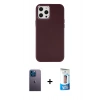 MARSİLYAN™- iPhone 12 Pro Max Kılıf Çekirdek Çizgi - Siyah 5D Eko Cam Ekran Koruyucu + Neon Fosforlu Kamera Lens - MI